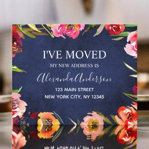 Papier Budget Marine Blue Floral Moving Faire-part
