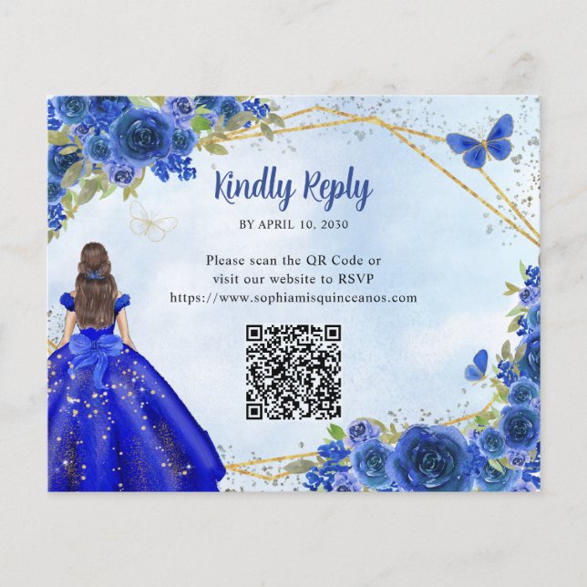 Papier Budget Marine Blue Glam or Floral Princesse QR RSV (Devant)