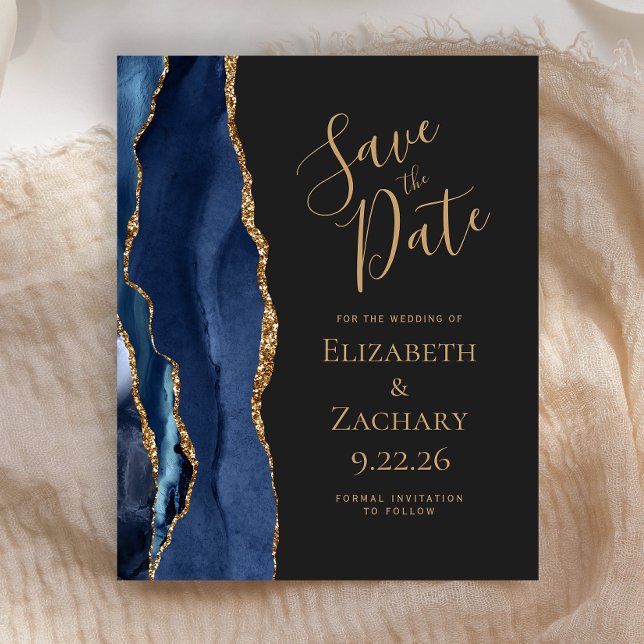 Papier Budget Marine Blue Gold Agate Dark Enregistrer la  (Créateur téléchargé)