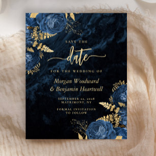 Papier Budget Marine Blue Gold Floral Wedding Enregistrer