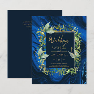 Papier BUDGET Marine Blue Gold Greenery Mariage Invite