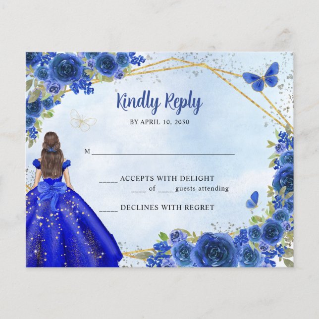 Papier Budget Marine Blue Gold Parties scintillant Floral (Devant)