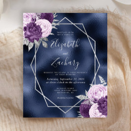 Papier Budget Marine Blue Lilac Silver Floral Mariage