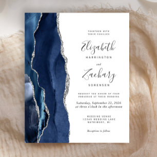 Papier Budget Marine Blue Silver Agate Mariage