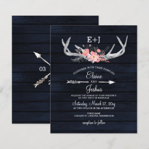 Papier Budget Marine Blush Floral Antler Faire-part de ma