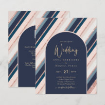 BUDGET Marine Blush Rose Rose Gold Wedding INVITE