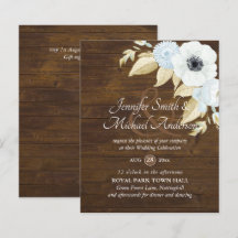 Budget Marine Bue White Anemone Mariage Invitation