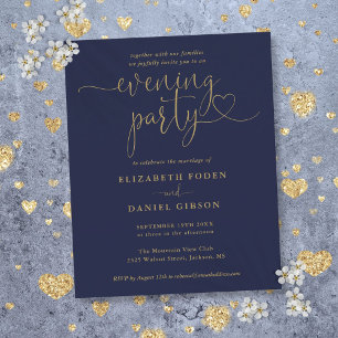 Papier Budget Marine Et Gold Soirée De Mariage Invitation