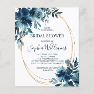 Papier Budget Marine Flower & Gold Bridal Shower Invitati