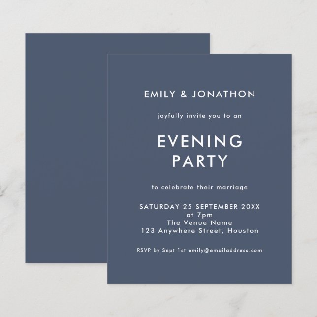 Papier Budget Marine Mariage de soirée Invitation de soir (Devant / Derrière)