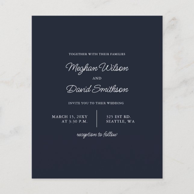 Papier Budget Marine Moderne Faire-part de mariage (Devant)
