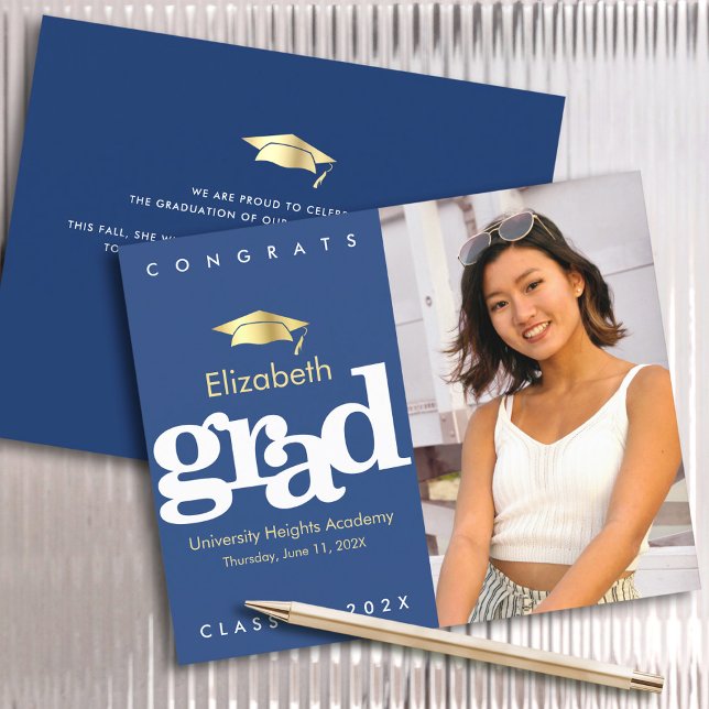 Papier Budget Marine Photo Graduation Gold Casquette Invi (Créateur téléchargé)