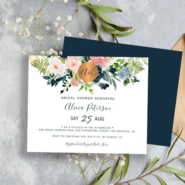 Papier Budget marine rose floral nuptiale invitation douc (Créateur téléchargé)