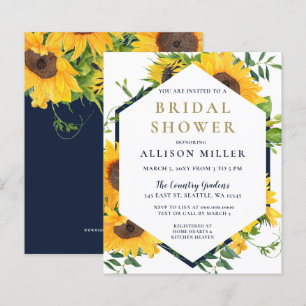 Papier Budget Marine Tournesol Invitation nuptiale douche