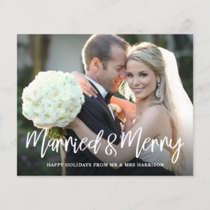 Papier Budget Married Merry Script Photo Holiday