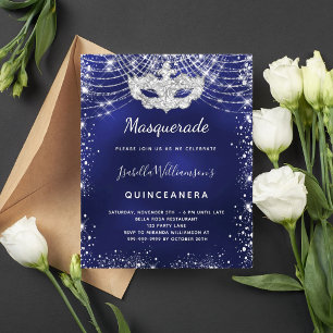 Papier Budget Mascarade marine bleu argent Quinceanera