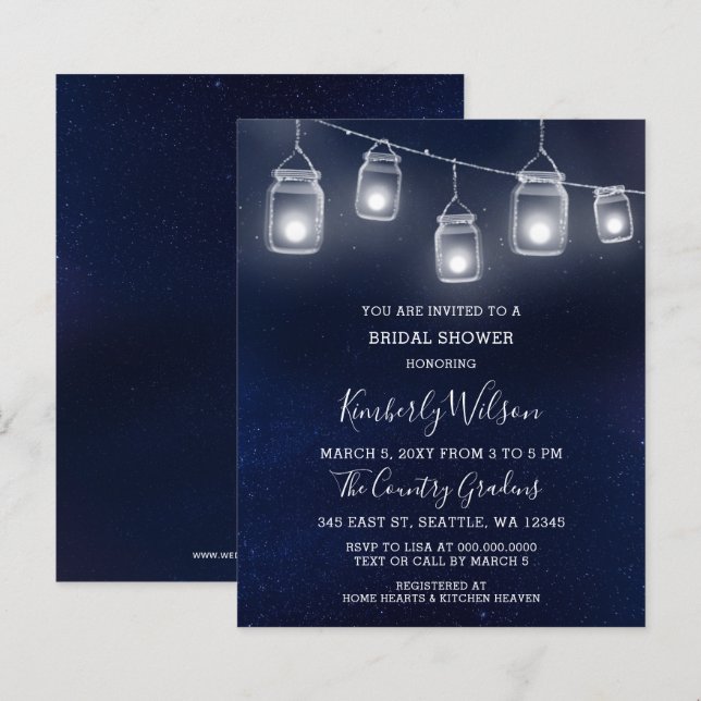 Papier Budget Mason Jars Invitation nuptiale douche (Devant / Derrière)