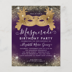 Papier Budget Masquerade Purple Gold Parties scintillant 