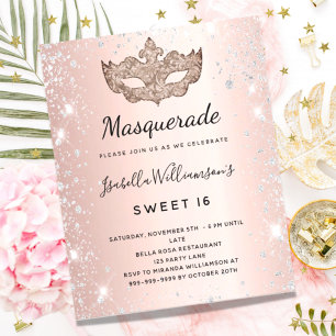 Papier Budget Masquerade rose or argent argent Sweet 16