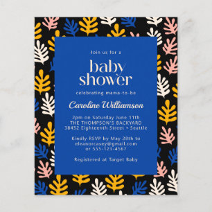 Papier Budget Matisse Botanique Bleu Baby shower Noir