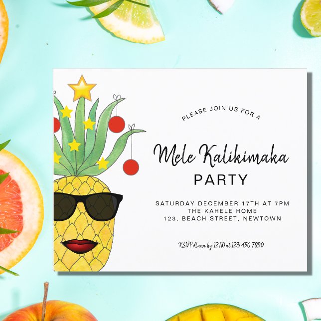 Papier Budget Mele Kalikimaka Parti Ananas Invitation (Créateur téléchargé)