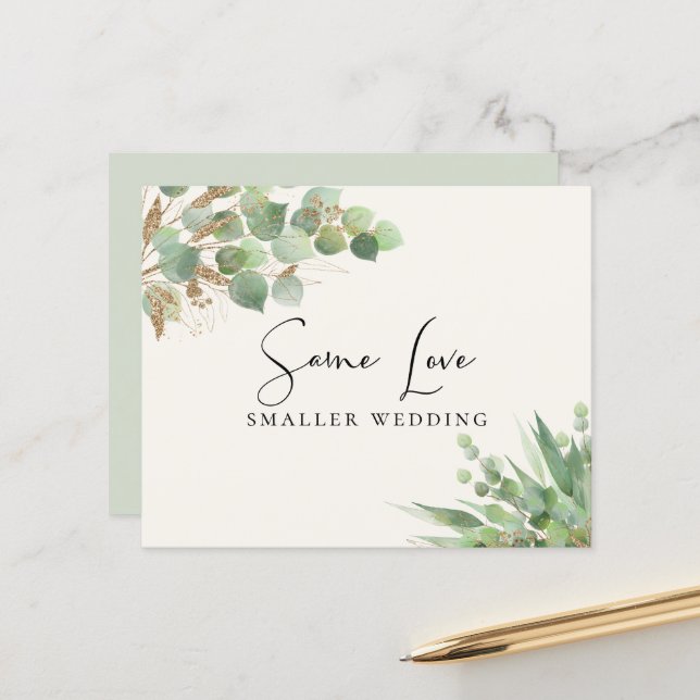 Papier Budget Même Amour Plus Petit Mariage Eucalyptus (Devant/Arrière en situation)
