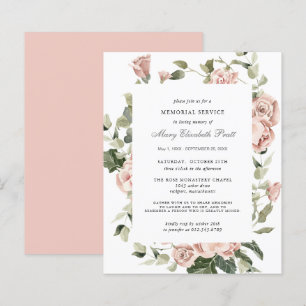 Papier Budget Memorial Service Pink Floral Invitation