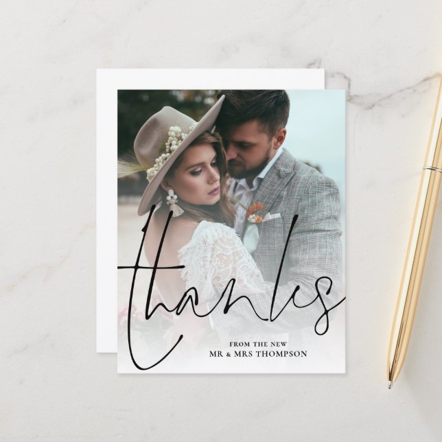 Papier Budget Merci aux jeunes mariés Photo Mariage Merci (Devant/Arrière en situation)