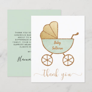 Papier Budget Merci Baby shower Monnaie Green Carriage