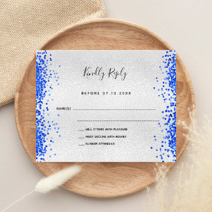 Papier Budget métal royal bleu moderne mariage RSVP