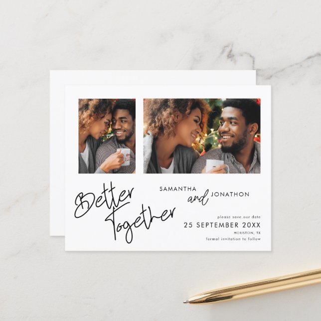 Papier Budget Mieux Ensemble 2 Photo Enregistrer La Date (Devant/Arrière en situation)