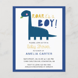 Papier Budget Mignon Dinosaure Garçon Baby shower Bleu Mo