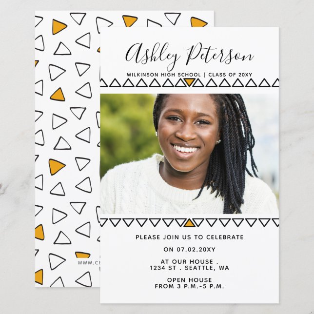 Papier Budget mignon Moderne Photo Graduation Invitation (Devant / Derrière)