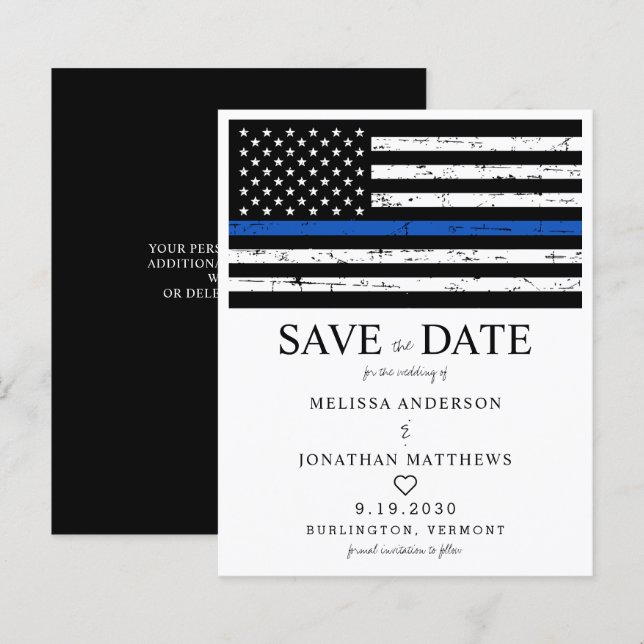 Papier Budget Mince Ligne Bleue Mariage de police Enregis (Devant / Derrière)