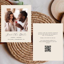 Budget Minimal Photo QR Beige Enregistrez la Date