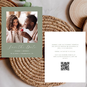 Papier Budget Minimal Photo QR Vert Sage Économiser la Da