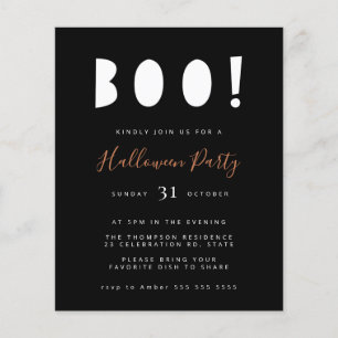 Papier Budget minimaliste Boo Halloween Invitation du par