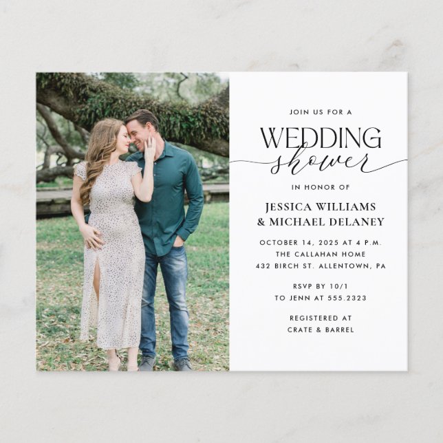 Papier Budget Minimaliste Couples Douche Invitation (Devant)