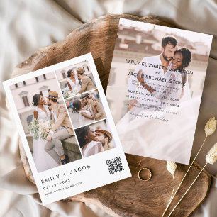 Papier Budget Minimaliste Photo Code QR Mariage blanc
