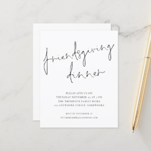 Papier Budget Minimum Friendsgiving Diner Invitation blan