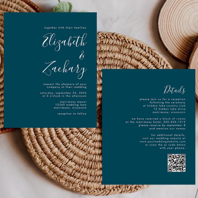 Papier Budget minimum Turquoise Code QR bleu invitation d (Créateur téléchargé)