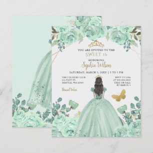 Papier Budget Mint Gold Princess Sweet 16 Invitation