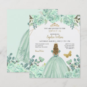 Papier Budget Mint Gold Princess Sweet 16 Invitation