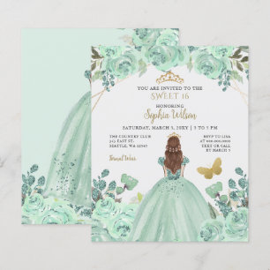 Papier Budget Mint Gold Princess Sweet 16 Invitation