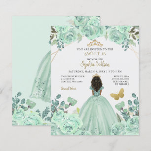 Papier Budget Mint Gold Princess Sweet 16 Invitation