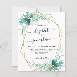 Papier Budget Mint Green Gold Faire-part de mariage