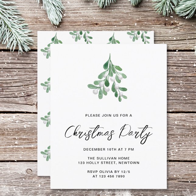 Papier Budget Mistletoe Noël Fête Invitation (Créateur téléchargé)