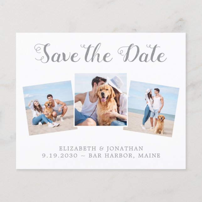 Papier Budget Modern Photo Collage Enregistrer La Date (Devant)