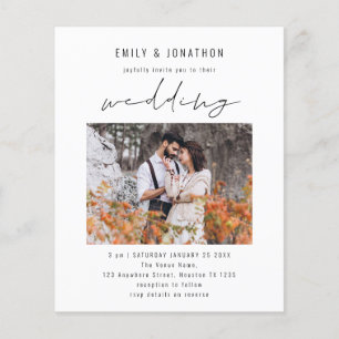 Papier Budget Modern Script Photo QR Code Mariage Invitat