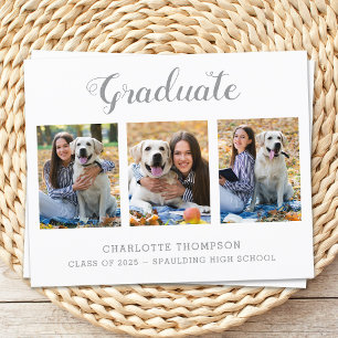 Papier Budget Moderne 3 Photo Graduation Invitation